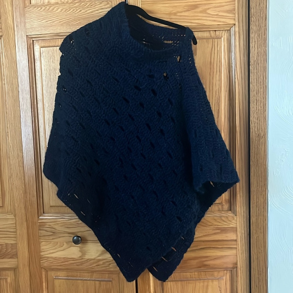 Navy blue poncho shawl